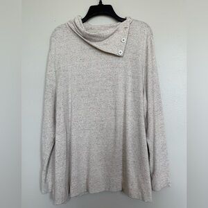 Talbots Women’s Sz 3X Mock Neck Pullover Beige Speckled Knit Top